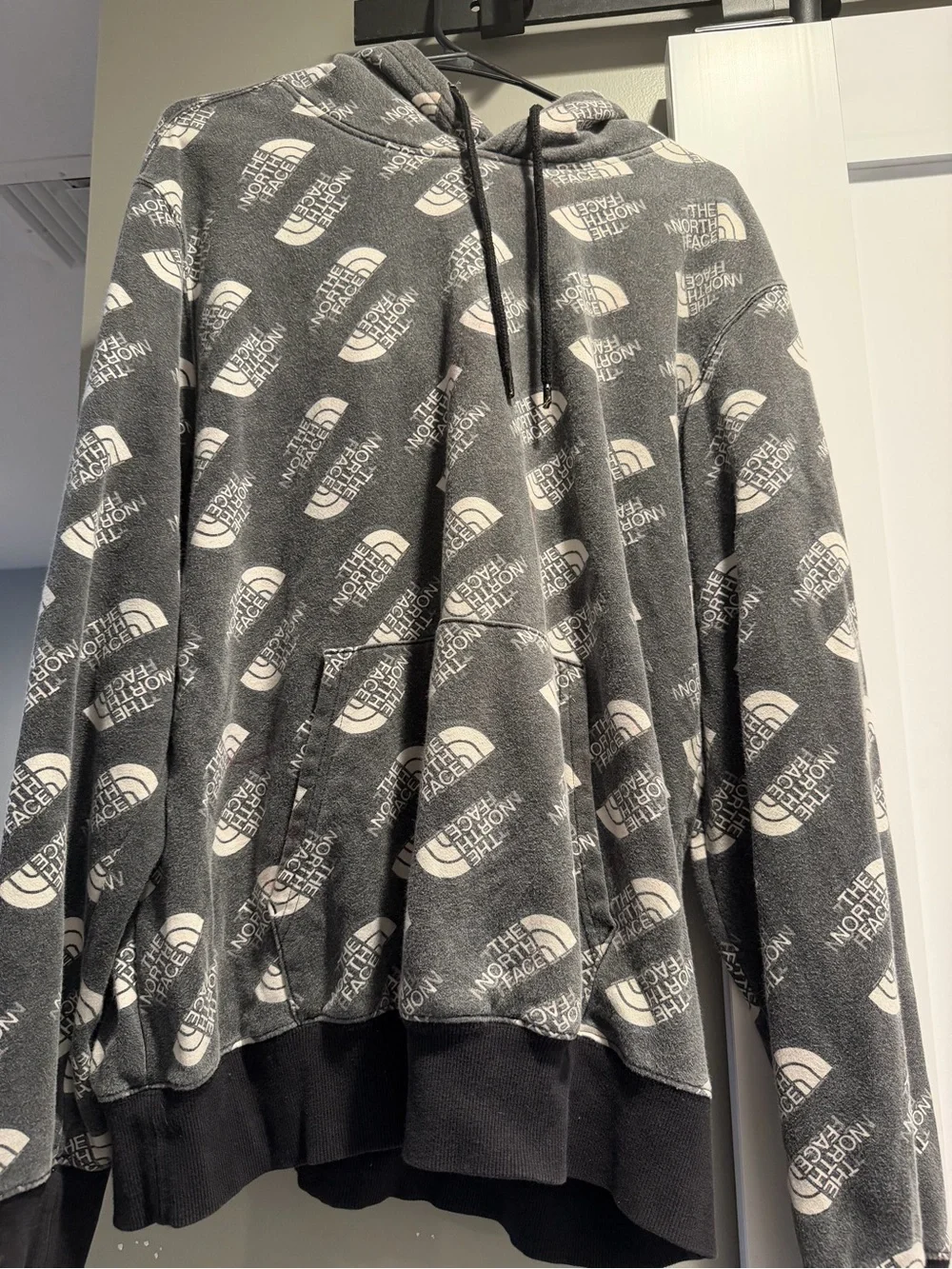 The North Face Men's Gray All-Over Logo Crewneck Hoodie